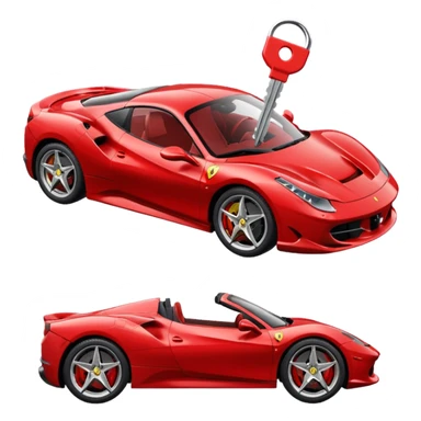 red Ferrari key with a red background sticker
