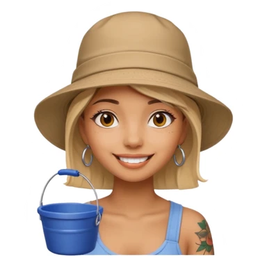 Cool girl with neck tattoo and bucket hat sticker