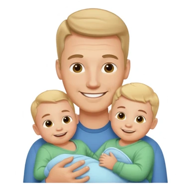 white man with three babies sticker