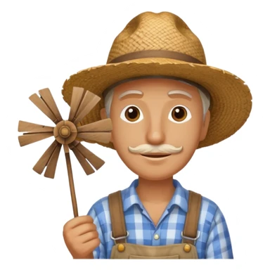 Farmer holding a mini windmill sticker
