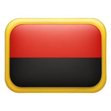 a black and red rectangle with a medium-sized yellow circle in the middle". sticker