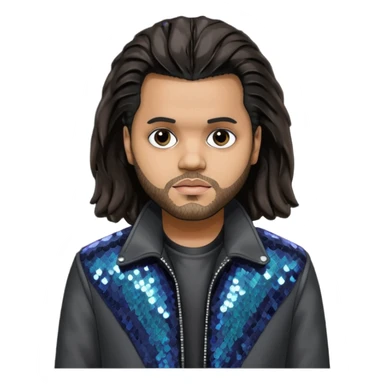 The Weeknd with long dark brown hair, dark gray sequin outfit  sticker
