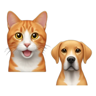 orange cat and black labrador dog sticker