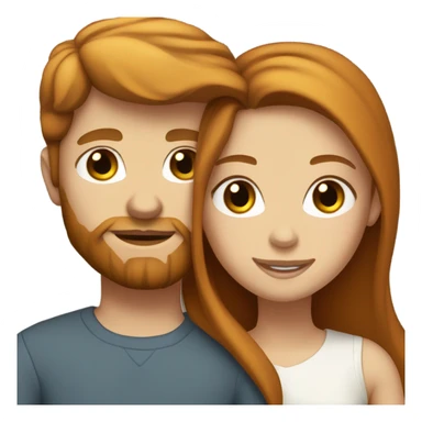 Realistic white girl with long brown hair and brown eyes with white boy with ginger beard and brown eyes hugging  sticker