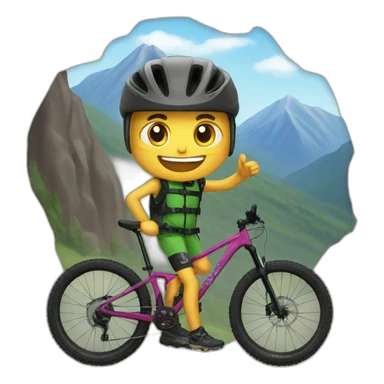mountain biker with happy Birthday sign sticker