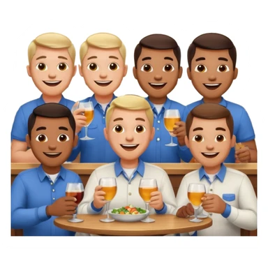 men eating at restaruant sticker