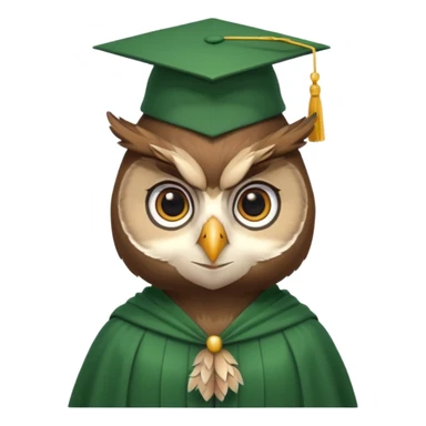owl professor in green cloak graduation sticker