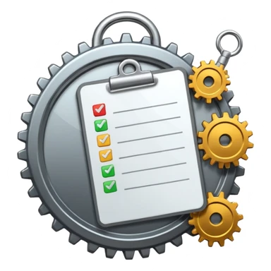 gear with a checklist inside sticker