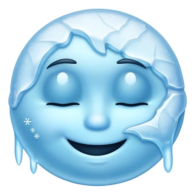 frozen smiley face sleeping, icy blue color, frosty details sticker