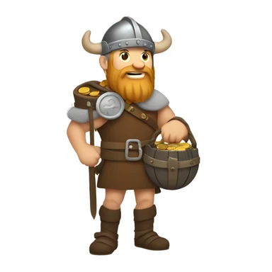 Viking holding a bag of coins  sticker