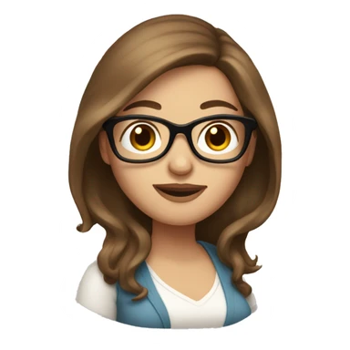 Pregnant White woman with long brown hair and glasses sticker