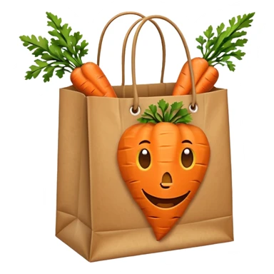 paper shopping bag with carrot. Transparent background sticker