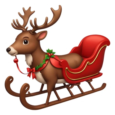 Reindeer on a sleigh with bow sticker