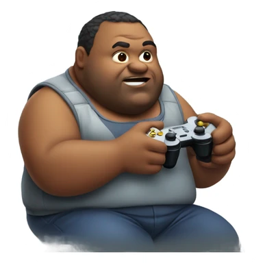 Fat man playing video games sticker
