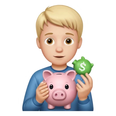 boy  with piggy bank sticker