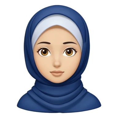 White hijab girl wearing dark blue hijab sticker