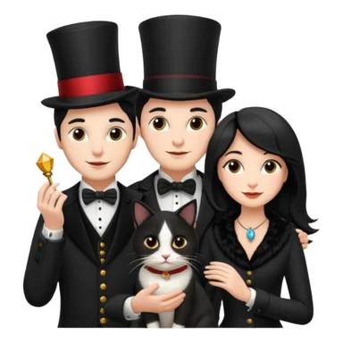 magician couple and their pet cat sticker