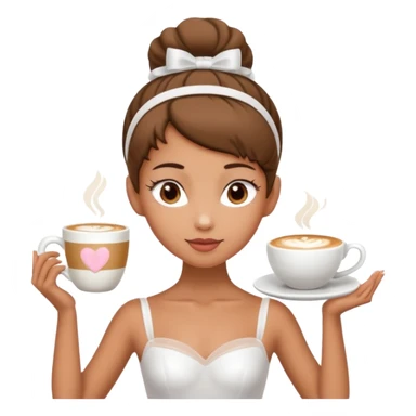 give me a ballerina with a cappuccino mug as her head sticker