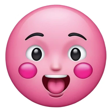 tiktok emoji with pink face looking excited with mouth open and eyes shut sticker