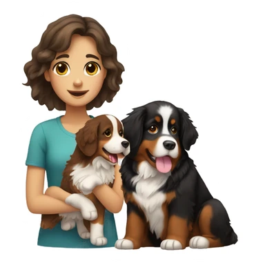 Bernese mountain dog with girl with brown hair sticker