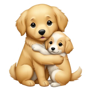 White Golden retriever hugs sticker