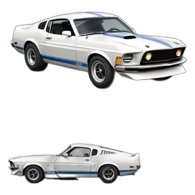A white Mustang gt500 1974 sticker