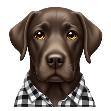 Chocolate Labrador wearing a black and white plaid shirt sticker