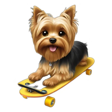 yorkie dog on skateboard sticker