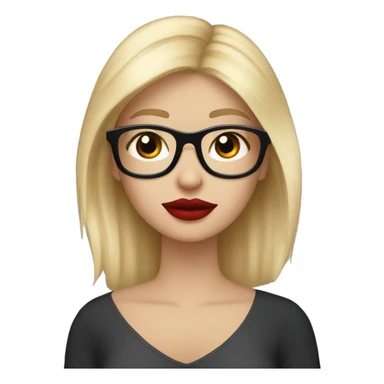 White girl, blonde hair, eyes closed, red lipstick wearing glasses hugs Yorkshire terrier  sticker