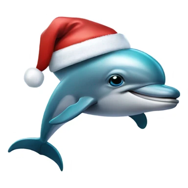 Dolphin with a Santa hat sticker
