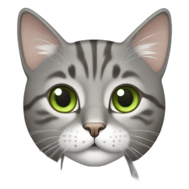 Tabby gray cat with white mouth and white nose and light green eyes sticker