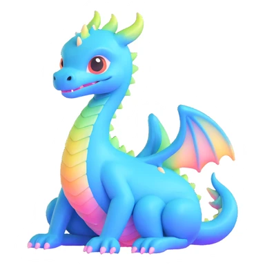 baby dragon sitting, pastel iridescent colors sticker