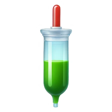 syringe with green juice sticker