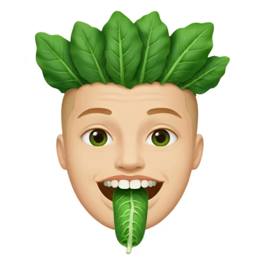 Someone with a piece of green spinach stuck in the middle of their teeth sticker