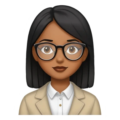 Chica morena con anteojos y pelo lacio negro sticker