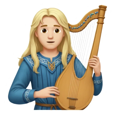 Man with long blonde hair playing a lyre sticker
