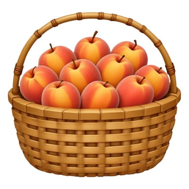 bamboo basket, peaches sticker