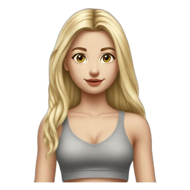hyperrealist caucasian girl, long straight blonde hair, v-neck laced crop tanktop, grey tight mini skirt sticker