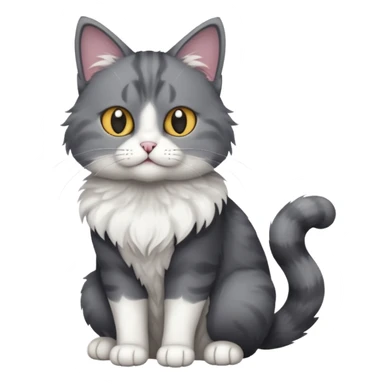 full body dark grey and white cat with white front legs sticker