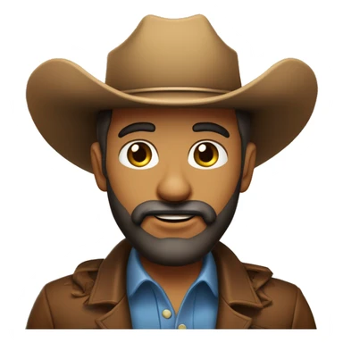Homem gordinho careca com barba preta grande de chapeu de cowboy. de olhos castanho claro  sticker