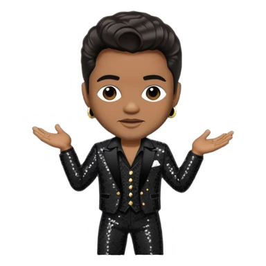 Jackie Wilson with dark brown hair, black sequin outfit sticker