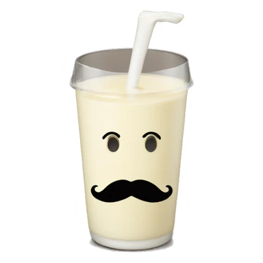 smiley face with a mustache made out of milk sticker