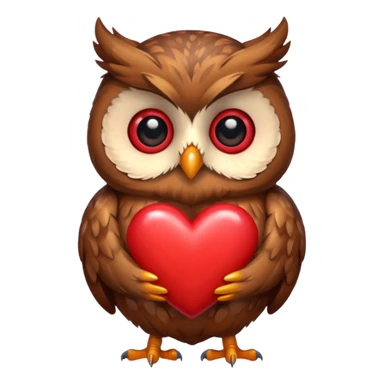 Owl holding several hearts sticker
