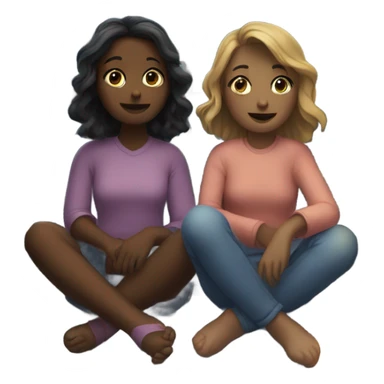 two girls sitting by the window at night sticker