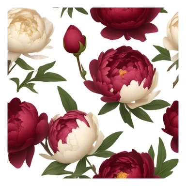 A cluster of deep red peonies and a flickering candle, tied together with a delicate lace ribbon sticker