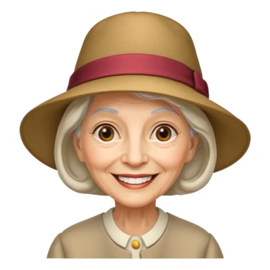 elderly woman with hat sticker