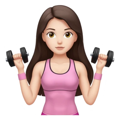 white brunette girl long hair with hazel eyes in light pink workout with hourglass shaped body sticker