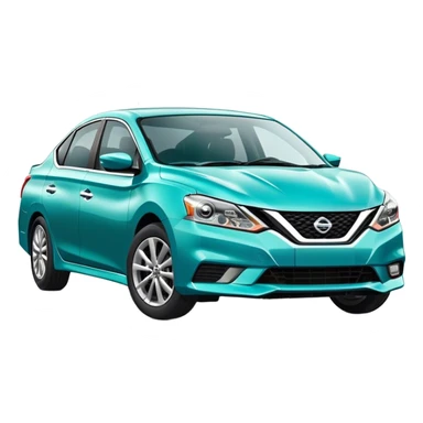 Greenish blue Nissan Sentra zooming on the road  sticker