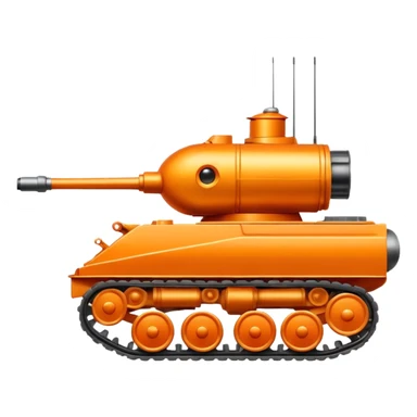goldfish operating a small cartoon army tank, iOS emoji style sticker