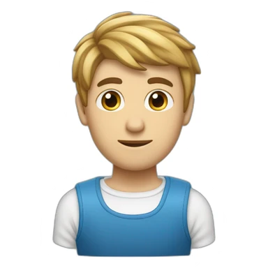 Un jeune homme français avec les cheveux couper dégradé bas et teinture bleu sticker